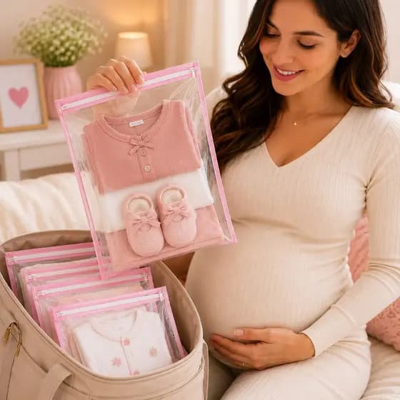 Kit 7 Saquinhos Maternidade Multiuso Varias Cores Com Zíper Organizador Nécessaire