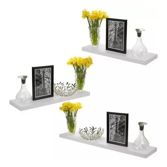 Combo 3 Prateleiras Reta 60cm Mdf Branco Decoração