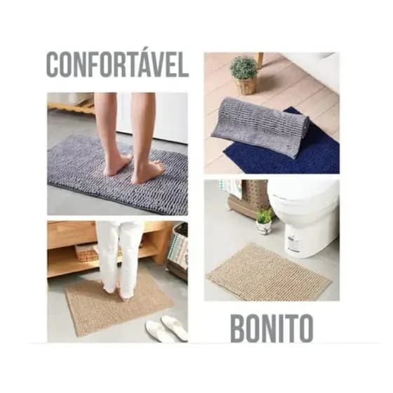 Tapete de Banheiro Macarrão Fios Longos Antiderrapante Banheiro ou Quarto Seca Rápido -Decoração