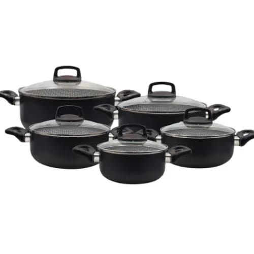 Jogo De Panelas Antiaderente Premium Gold 5 Peças 7 Camadas De Proteção Alimentos Saudável + Brinde