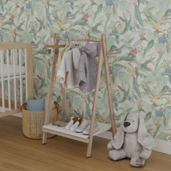 Arara De Chão Madeira Infantil Prateleira Roupas Brinquedos