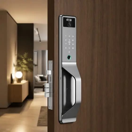 Fechadura Inteligente WiFi com Câmera Facial Digital Senha Cartão Biometria Porta Alpha-212