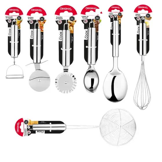 Kit Utensílios Cozinha 7 Pecas Aço Inox Utilidades Domesticas