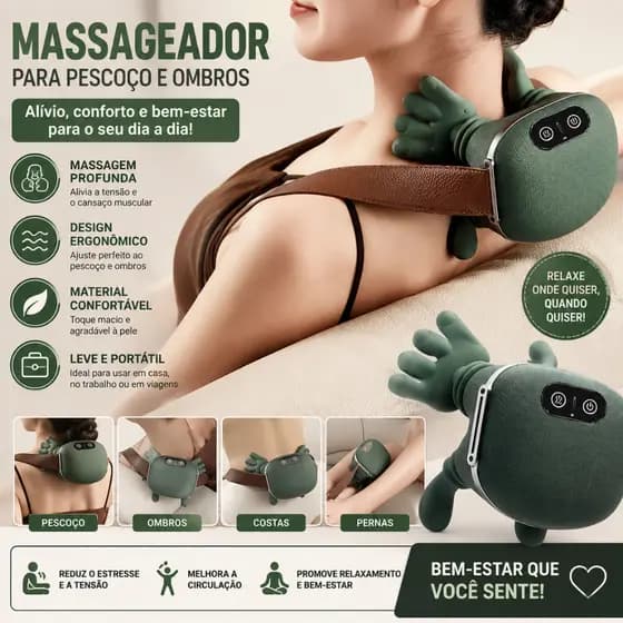 Massageador Cervical Elétrico Pescoço Costas Ombros Shiatsu Com Aquecimento