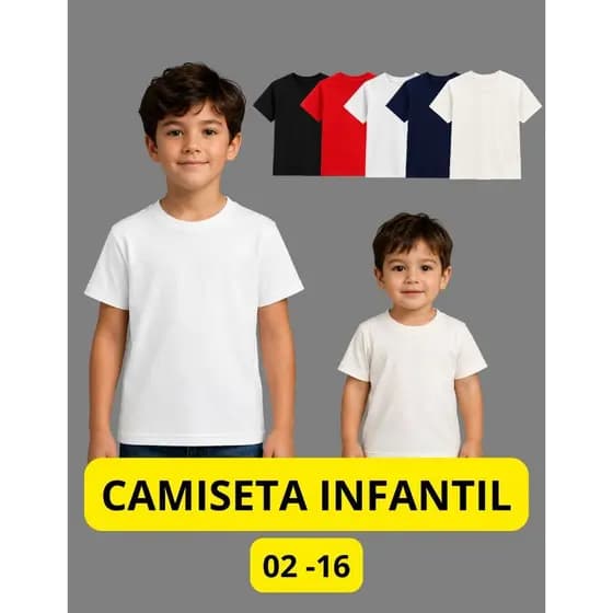 Camiseta Infantil Lisa Básica 100% Algodão Confortável