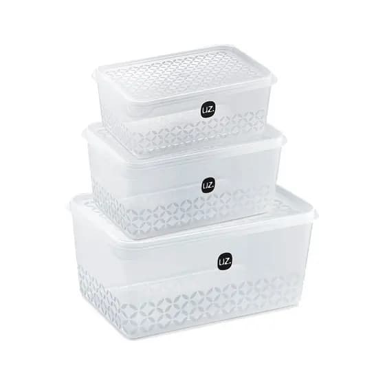 Kit 3 Potes Vasilhame Multiuso Marmita Tranparentes 1L 2L 3L
