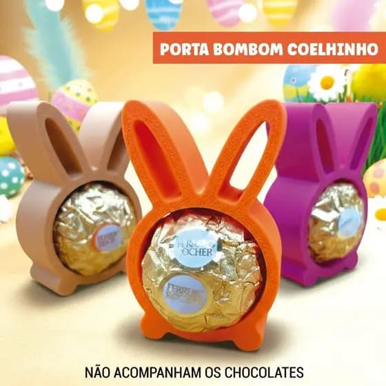 Porta Bombom Coelhinho 3D Páscoa Kit 5 - 10 - 15 PLA Decorativo Lembrancinha Mimo Criativo