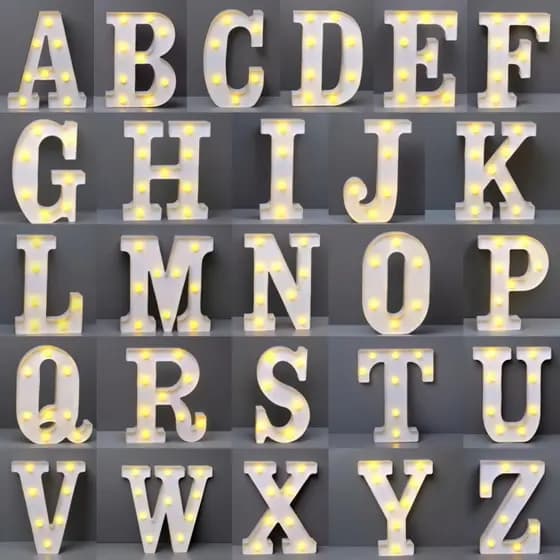 Letra Led Luminária 3D Decorativa Branco 21CM A-Z
