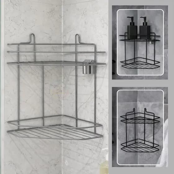 Cantoneira Dupla Prateleira de Canto Porta Shampoo Condicionador Sabonete para Banheiro Organizador Resistente