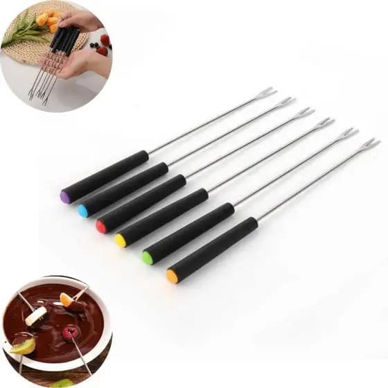 Kit com 6 Garfos para Fondue em Aço Inox Chocolate Aperitivos