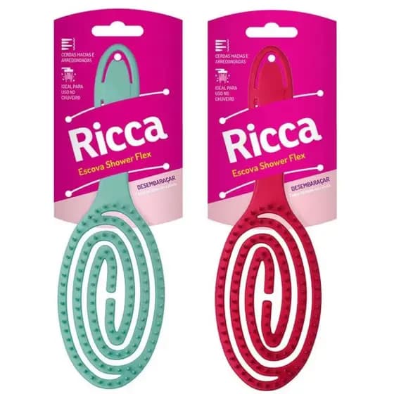 Ricca Escova Shower Flex Rosa/Verde