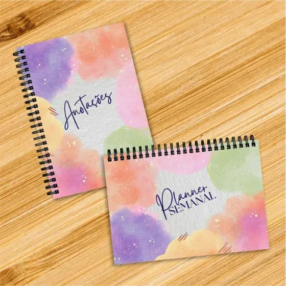 Kit Planner Semanal e Caderno de Anotações Capa Dura 2024 Ideial para Agenda Diária tamanho 15x21cm Wire-o
