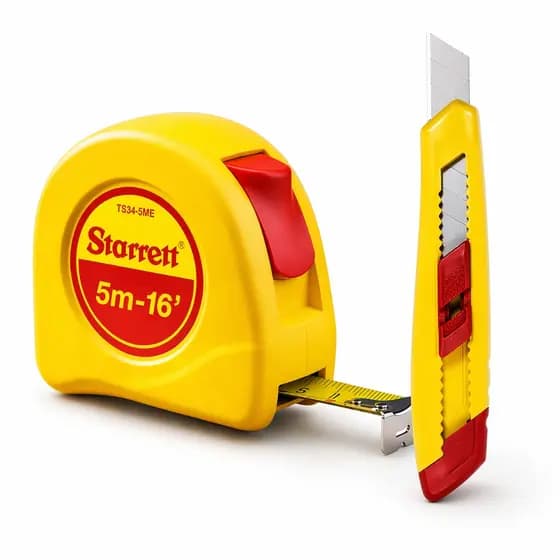 Kit trena starrett trena 5 metros trena de aço + estilete profissional