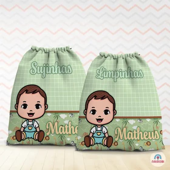 kit saquinho roupa Limpa e suja/Saquinho organizador/Saquinho de Tecido Personalizado
