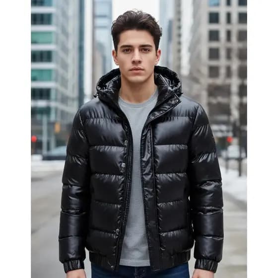 JAQUETA BRILHANTE MASCULINA ESTILOSA CONFORTAVEL PUFFER