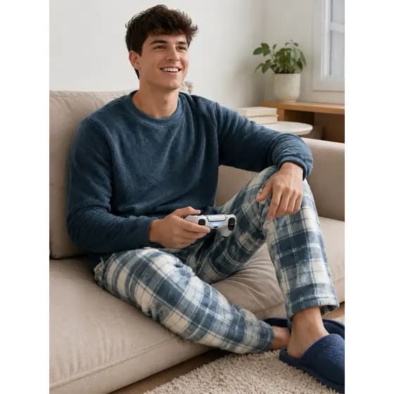 Pijama Masculino Adulto/Infantil de Plush Manta presente dia dos namorados pai mãe Soft Veludo Fleece