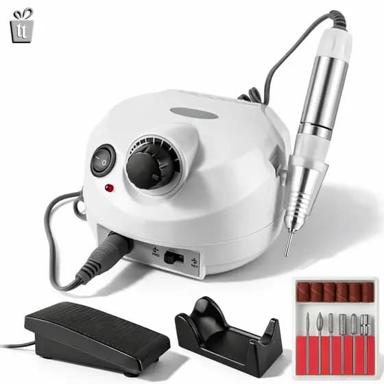 Lixadeira Pedal Lixa Eletrica Motor Porquinho Branca ou Rosa Unha Elétrica Profissional Bivolt Nail Drill Manicure