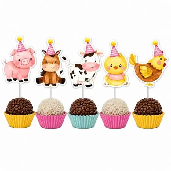 200 Toppers Fazendinha / tags de doces / toppers de docinhos/ topo de doces