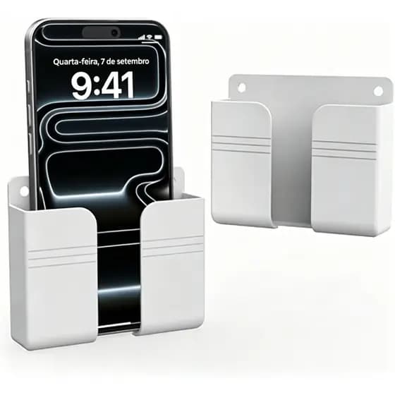Suporte de Celular de Parede Branco Multiuso, Organizador Prático para Quarto, Casa e Escritório