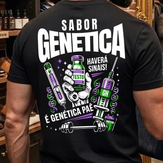Camiseta SABOR GENÉTICA ESTAMPA ROXA blusa de academia moda treino treino pesado camisa anabolizante
