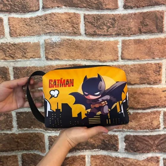Necessaire Infantil Batman Adulto Bolsa Retangular Estojo de Mão