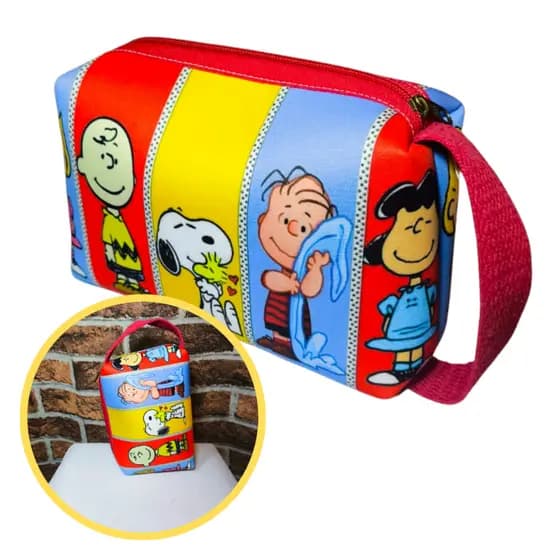 Necessaire Retangular Infantil Adulto Snoopy Bolsa Mão Multiuso