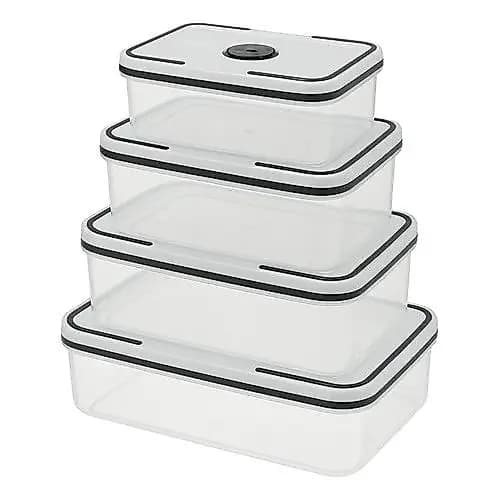Conjunto 4 Potes Hermeticos Quadrado Plastico Tampa Vedacao Duravel Organizador Cozinha