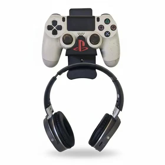 Suporte de Parede Premium Preto para Controle PS5/Xbox e Headset Gamer