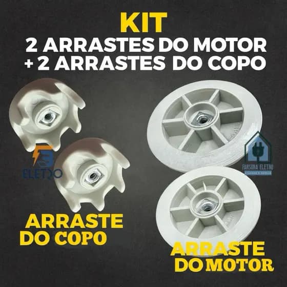 2 Arraste do Copo e 2 do Motor para Liquidificador Oster 1400 e Cadence Robust (Conjunto CINZA Modelos Descrição)