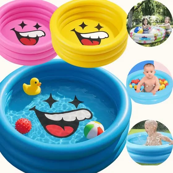 Piscina emoji colorido Inflável 80cm Sorriso Praia Verão Piscina Infantil Inflável Redonda 3 Anéis Bebê Verão