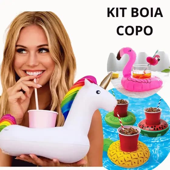 Kit 20 Porta Copos Boia Inflavel Piscina Varios Formatos Lata Brinquedos para Piscina Diversos Modelos