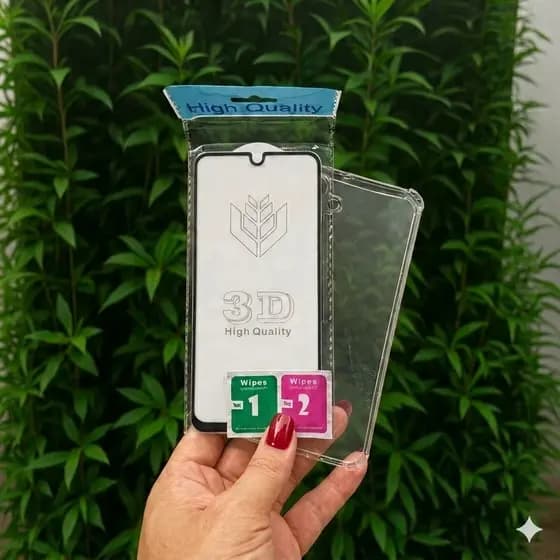 Kit Capa Capinha Transparente + Película 3D G06, G56 e G86 + Kit de Limpeza