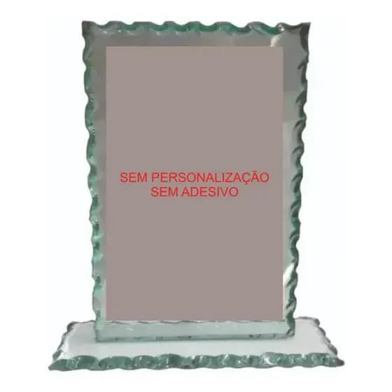Troféu em Vidro 10x15cm Sem Personalização e Adesivo para Premiação Eventos Corporativos Esportivos