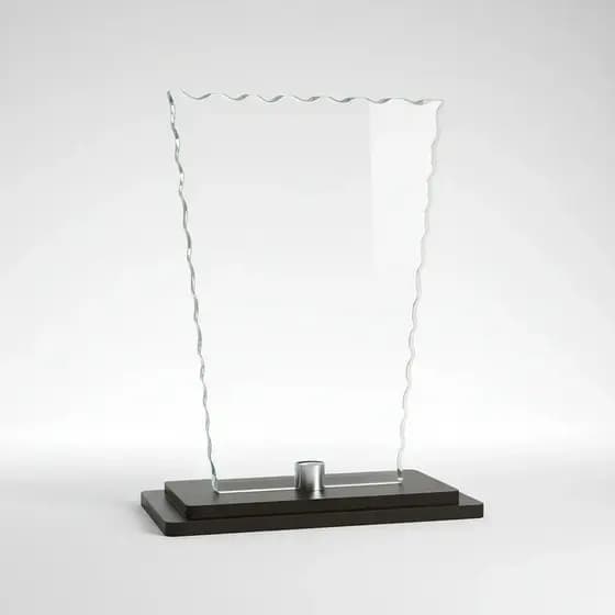 Troféu em Vidro 18cm com Base em MDF Sem Personalização para Premiação Eventos Campeonatos Futebol