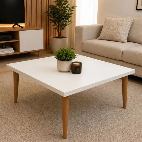 Mesa de Centro Gol Quadrada Moderna MDF Pé Palito Retrô