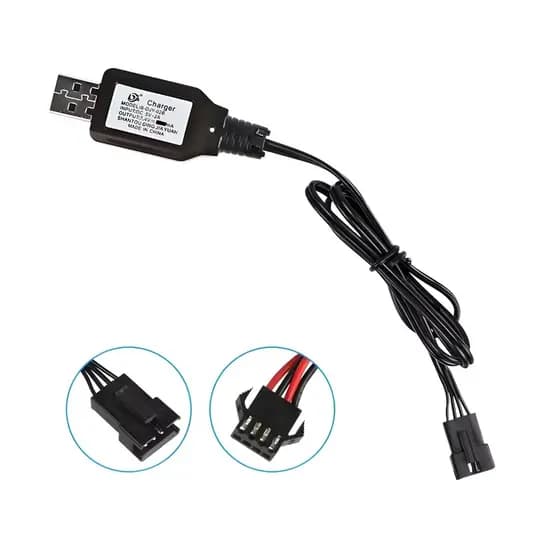 Carregador 7,4v Sm-4p USB Arma Gel Carro Carrinho Controle Remoto Avião Helicoptero