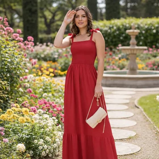 Vestido Feminino Longo Tecido Duna Premium Com Lastex e Alça Regulável Moda Evangélica/Festa