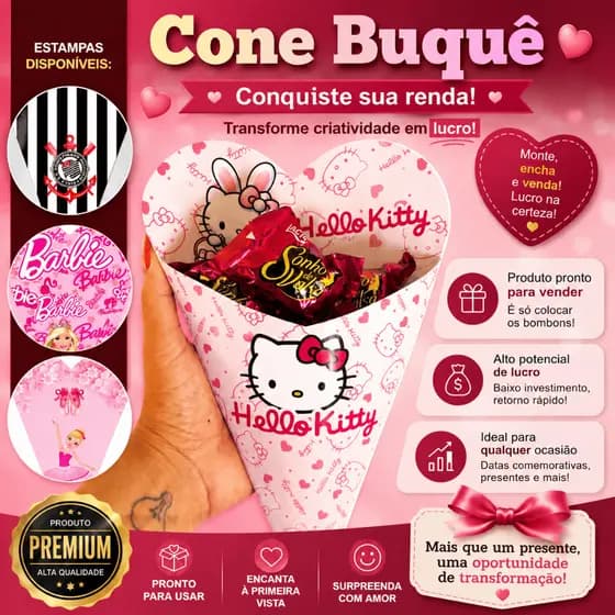 Kit de cone buquê pronto - Empreenda