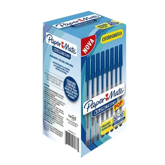 Caneta Esferografica Kilometrica Pop 1.0 Azul Caixa Com 60 Un