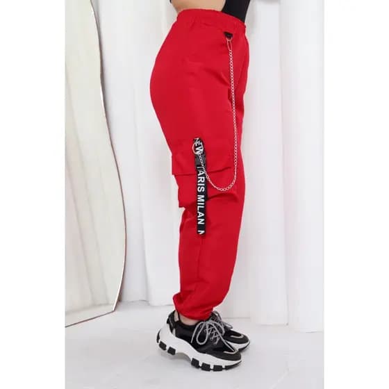 calça jogger tactel cargo de corrente moda gringa