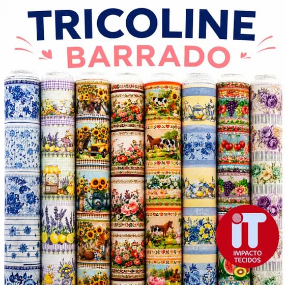 Tecido Tricoline Barrado Digital - 5 Faixas - Varias Opções - 100% algodão barrado pano de prato