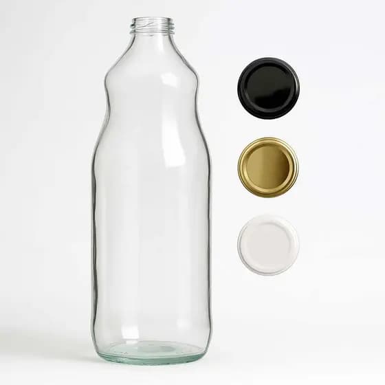 Kit 2 Garrafas de Vidro 1,5 litros com Tampa Para Água, Suco, Iogurte e Chá