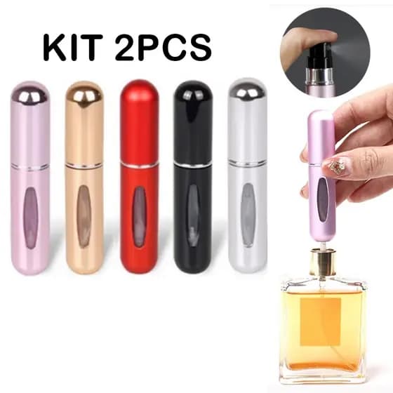 porta perfume mini frasco kit 2pcs recarregavel bolsa viagem