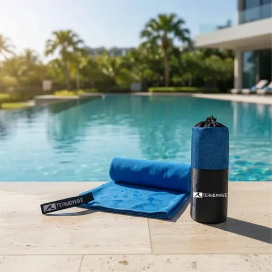 Toalha Microfibra Termowave Secagem Rápida Piscina Academia 130x80cm corrida camping natação praia
