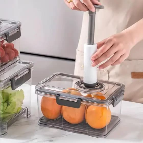 Pote Hermético Vácuo Bomba Tupperware Conserva Marmita Tigela Organizador Cozinha