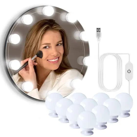 Luz Arandela para Espelho 10 Lâmpadas Para Camarim Led Studio Led Auto Colante KARINA