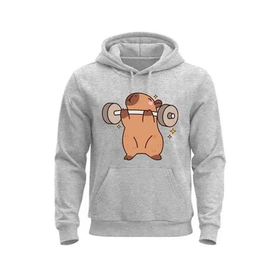 Blusa Moletom Com Capuz Adulto Capivara Treinando Moletom Capivara Moletom Academia Capivara Academia