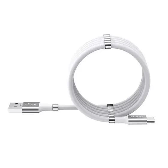 Cabo USB Tipo-C Rock Enrolamento Magnético imã 2A 1.8M P/ Controle PS5, XBOX X, Galaxy S8, S9,S10, S20, S21 Plus, Outros