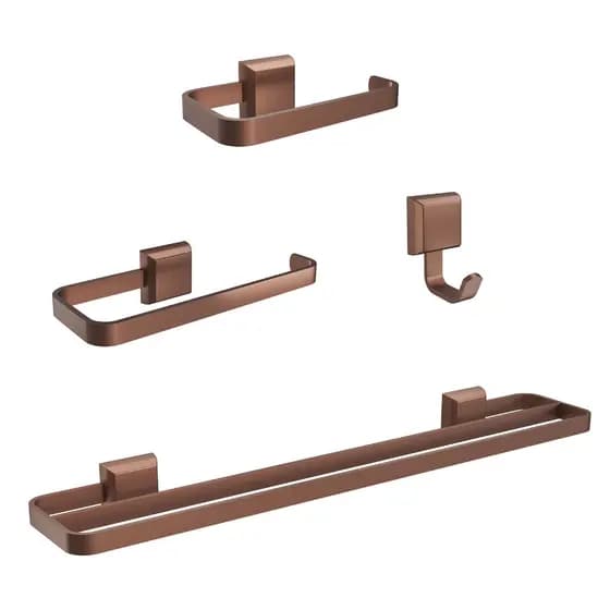 Kit Acessórios Para Banheiros 4 Peças Para Lavabo Marrom Corten Banheiro Banho Duplo
