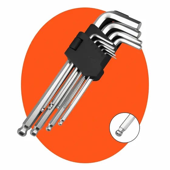 Jogo Chaves Allen Hexagonal L Longa 9 Peças 1,5 A 10 Mm Aço Cromo Profissional